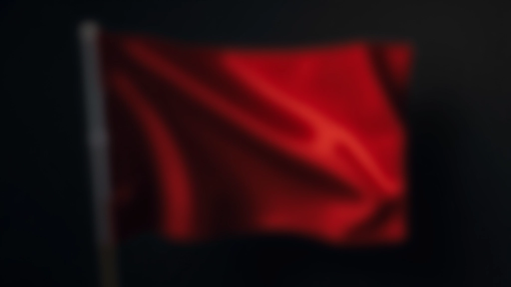 Symbole d'alerte et drapeau rouge sur fond sombre indiquant les signaux d'avertissement