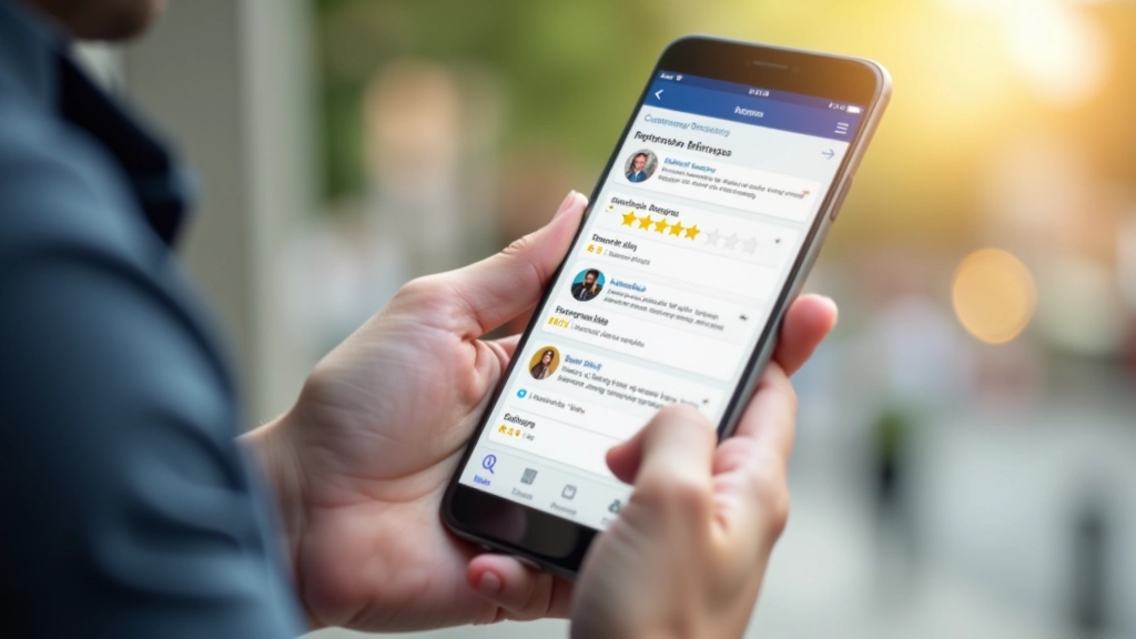 Écran de téléphone affichant les avis clients positifs et commentaires pour un service de plomberie